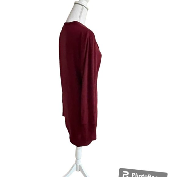 Soft Long Burgundy Cardigan Sweater w/ Snaps 2XL - Picture 3 of 14